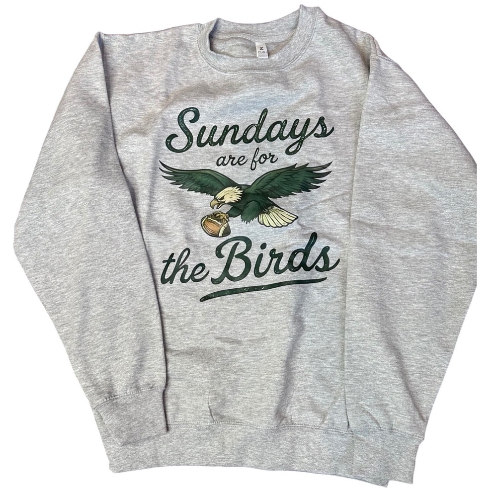 ZUNI Sportswear Sundays are for the Birds Eagle Football Sweatshirt Grey Mens M